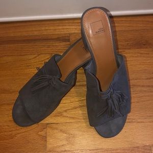 Faux suede mules